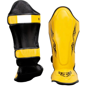 MMA สนับแข้งแผ่นหนังโฟมนวมป้องกันขาอุปกรณ์ป้องกันเท้าคิกบ็อกซิ่งสนับแข้งสำหรับต่อสู้ OEM ออกแบบได้ตามต้องการ - Product Image 1