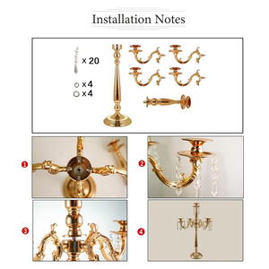 Impressionnant qualité métal 5 bras candélabre cristal perle bougeoir or table décorer bougeoir mariage et événement décorer - Product Image 6
