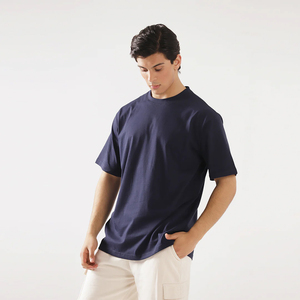High Quality <b>Men</b> Luxury Custom Heavy 100% Cotton Camisetas Oversize T Shirt Blank Mock Neck Heavyweight Oversized t Shirt - Product Image 3