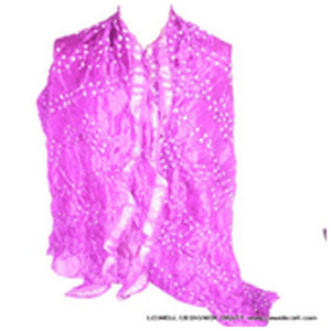Écharpe en soie élégante et décontractée, imprimée tie-dye, motif Bandhani, style indien unique, multicolore, longue, Dupatta Bandehej, élégante, faite à la main - Product Image 3