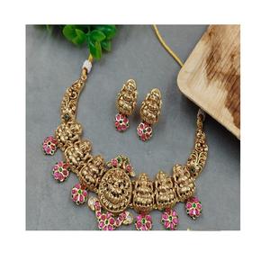 Elegante Juego de Collar y Pendientes Rajwadi de Kundan Chapado en Oro de Primera Calidad, para Mujer, Estilo Tradicional para Bodas - Product Image 2