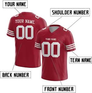 Maillot de football américain respirant et antibactérien personnalisé, manches courtes, uniforme de jeu en maille, taille XL, grande taille, transfert thermique - Product Image 6