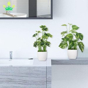 4 pièces petites plantes en pot artificiel Mini ensemble feuilles persistantes feuille <span class=keywords><strong>de</strong></span> Lotus trèfle Luau feuille pour bureau Table maison bureau chambre décor - Product Image 5