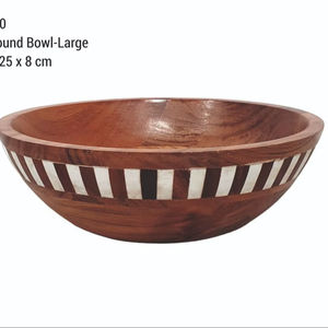 Bol en bois de style chinois, forme ronde, bol en acier inoxydable, vaisselle, bol à pâte, bol de service pour la maison, l'hôtel et les restaurants - Product Image 1