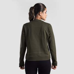 Haut en tricot éponge olive pour femme, idéal pour l'entraînement - Product Image 2