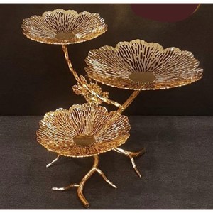 ที่ตั้งเค้กไม้อาคาเซียทรงกลมหรูหราพร้อมกรอบโลหะขัดเงาสีเงิน - Product Image 6