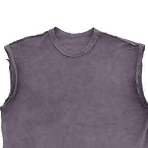 Nouvelle Arrivée Débardeurs Homme Personnalisés Sans Manches Col Montant en Polyester Épais Effet Délavé et Usé - Product Image 2