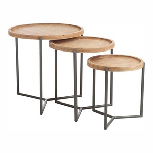 Table basse ronde au design élégant, plateau en bois avec pieds en métal, style moderne multifonction, fabricant direct - Product Image 6