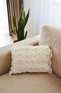 Cojines con flecos cuadrados de 16 pulgadas de punto bohemio hechos a mano, fundas de cojines con estampado Vintage moderno para decoración de Hotel, hogar y Hospital - Product Image 4