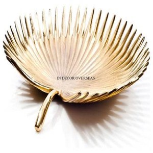 Bol fantaisie plaqué or de haute qualité en aluminium moulé Unique Leaf Designer pour la maison et les hôtels Table à manger Centre de table Fournitures - Product Image 1