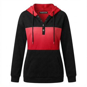 Sudaderas con Capucha Personalizadas para Mujer, Cuello Henley, Botones, Bolsillo Canguro, Logotipo Propio, Etiqueta, Talla, Marca, Ajuste Holgado - Product Image 4