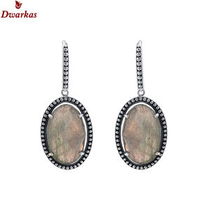 Pendientes colgantes de plata 925 al por mayor con joyas de piedras preciosas labradoritas personalizadas estilo clásico para bodas y fiestas - Product Image 2