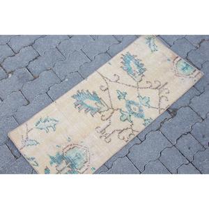 1.4x3.3 ft Vintage Turkish Rug, Small Rug, <b>Brown</b> <b>Wool</b> Rug - Product Image 3