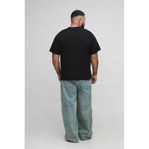 T-shirt à manches courtes à imprimé graphique personnalisé pour hommes surdimensionné poids lourd streetwear col rond avec épaules tombantes - Product Image 2