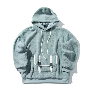 Sudadera con capucha de lana de algodón 100% para hombre, tela de toalla de invierno personalizada a la moda con bolsillo frontal, patrón sólido grueso - Product Image 1
