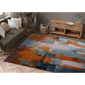 Tapis imprimé aux tons d'automne : épais, contemporain, d'intérieur, moderne, cadeau, classique, style ferme, en chenille, avec poils doux - Product Image 2