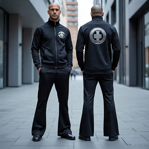 Chándal con cremallera al por mayor de alta calidad con pantalón acampanado/ropa deportiva para hombre, conjunto de invierno para correr, chándal para hombre con logotipo personalizado - Product Image 5