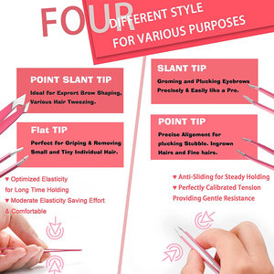 แหนบถอนขนสำหรับคิ้วแหนบอัลลอยป้องกันสนิมแบบมืออาชีพที่กำหนดเองพร้อมเคสเดินทาง - Product Image 3