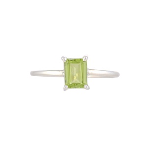 925 fin argent Sterling octogone coupe péridot pierre précieuse bague pierre verte plaqué rhodium lunette réglage Style classique pour mariage - Product Image 1