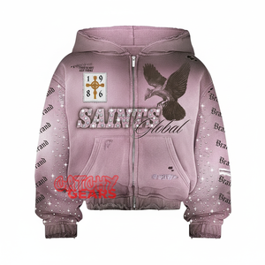 เสื้อฮู้ดดี้สั้นประดับเพชรเทียมแบบยูนิเซ็กซ์ไซส์พลัส พร้อมโลโก้สั่งทำ - ผู้ผลิต OEM สำหรับแฟชั่นสตรีทแวร์ - Product Image 6