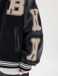 Veste Letterman universitaire de style féminin avec patchs en chenille, veste de baseball unisexe à collage streetwear vintage - Product Image 6