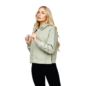 เสื้อสวมหัวสีกากีของผู้หญิงมีฮู้ดแบบเกาหลีผ้าฟลีซผ้าฝ้าย100% น้ำหนักเบาสไตล์ยาวสำหรับฤดูหนาวพร้อมบริการ OEM - Product Image 1