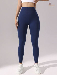 Pantalon de yoga serré tricoté taille haute pour femmes Leggings sans couture solides personnalisés de haute qualité Collants de yoga respirants - Product Image 2