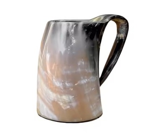 Taza de cuerno para beber vikingo de búfalo medio quemado personalizada para cerveza y café vaso de cuerno para beber de buey de ALLIANCE CRAFT - Product Image 1