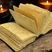 Carnet Grimoire en Cuir Lapin Fait Main Créatif 400 Pages, Papier Épais à Bordures Frangées, Impression Numérique, Cadeau Promotionnel