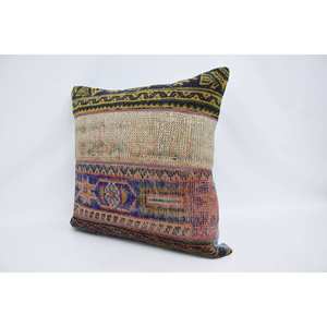 Coussin en laine multicolore de style bohème de 28x28 pouces Coussin tissé à imprimé floral vintage pour la literie et la décoration du sol Caractéristique portable - Product Image 4