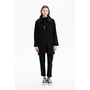 Wool Knitted <b>Zip</b>-<b>Up</b> <b>Cardigan</b> with Button and Print Casual Autumn Winter Style - Product Image 5