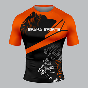 Mens Custom MMA BJJ Anti-UV Rash Guard Shorts Two-Piece <b>Compression</b> Set Quick Dry Breathable Stretch Training Suit Durable - Product Image 2