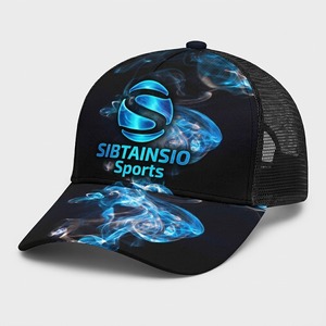 Casquette Trucker Noire Personnalisée avec Impression par Sublimation Bleue, Dos en Maille, Chapeau Snapback, Logo Brodé, Réglable, Style Streetwear, Casquette de Sport - Product Image 3