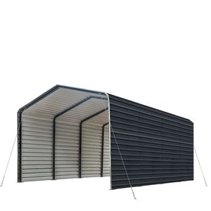 Abri de voiture individuel en métal avec toit en acier, parois latérales et entrée ouverte - Product Image 5