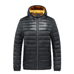 แจ็กเก็ตขนเป็ดโพลีเอสเตอร์สีดำสำหรับผู้ชายเสื้อคลุมฤดูหนาวที่สามารถปรับแต่งได้ผลิตโดยคอลเลกชันสง่างาม - Product Image 1