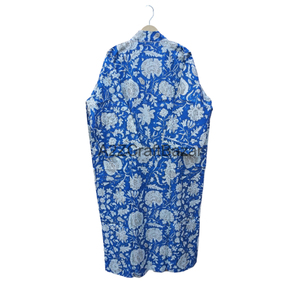 Femmes doux 100% coton col en v pleine longueur Kimono taille élastique décontracté salon maillots de bain printemps été nuits Floral nuit - Product Image 6