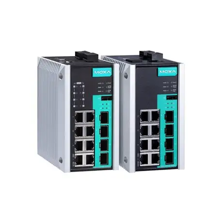 MOXA seri EDS-G512E sakelar Ethernet 12 g-port (dengan 8 PoE + opsi port) Gigabit penuh