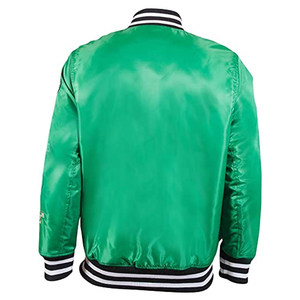 Elegante chaqueta bomber de satén de color con diseño personalizado y tamaño de béisbol estilo chaqueta de satén de doble cara para hombres - Product Image 4