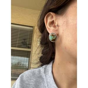 Wydelle Billie #8 Turquoise & <b>Sterling</b> <b>Silver</b> <b>Stud</b> Earrings Bezel Setting Inlay Technology - Product Image 2