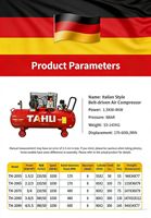 Compresor de Aire Silencioso sin Aceite de Alta Calidad GYEP TH-2065 3HP 100L AC 220-240V 8Bar para Mantenimiento de Automóviles