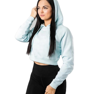 Premium Quality Customized Women's <b>Crop</b> <b>Top</b> Hoodie Solid Color <b>Turtleneck</b> Collar Windproof Breathable Eco-Friendly - Product Image 3