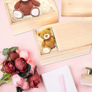 Paquete de 4 cajas de madera sin terminar de 6,3x3,9x2,8 pulgadas con tapa deslizante, caja de madera de pino en blanco, contenedor, joyero de madera para madre - Product Image 6