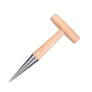 Herramientas de jardín manuales de acero inoxidable con mango de madera, herramienta práctica para perforar agujeros de jardín para exteriores - Product Image 1