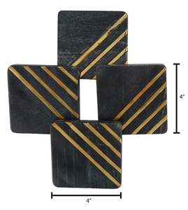 Dessous de verre en or et marbre naturel Dessous de verre en laiton élégants pour la maison et la table Dessous de verre en pierre en gros - Product Image 2