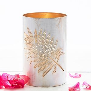 Maple <b>Leaf</b> Design Round Iron Votive Candle Holder White Color for Home and Christmas <b>Lighting</b> Decoration Set Of 3 - Product Image 4