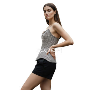 Corset Overbust en PVC à motif pied-de-poule, avec baleines en acier robustes pour sculpter la taille, Fournisseur en gros - Product Image 1