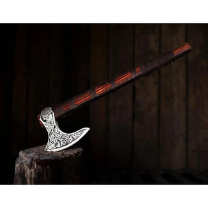 Tomahawk Burraq Personalizado de 19.5 Pulgadas, Acero de Damasco, Mango de Madera de Palisandro con Funda de Cuero, Regalo para Exteriores, Hecho a Mano, Grado Industrial - Product Image 3