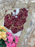 Magnifique sari en mousseline de soie avec broderies, fabriqué en Inde, au prix le plus bas