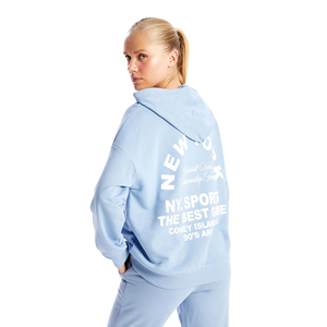 Sweat à capuche oversize bleu ciel 100% coton pour femme manches longues Logo personnalisable imprimé Position avant-Nouvelle qualité pour la saison hivernale - Product Image 4