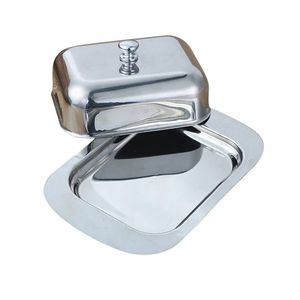 Premium stainless steel butter dish with shiny <b>mirror</b> finished and durable construction perfect for contemporary kitchen decor - Product Image 1